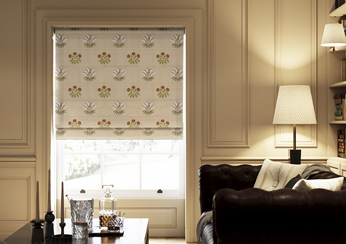 William Morris At Home Lily Flower Embroidery, Nettle - Roman Blind - Image 3